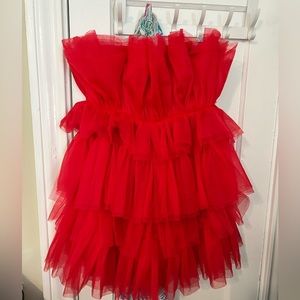 Red fluffy dress. NWT size large